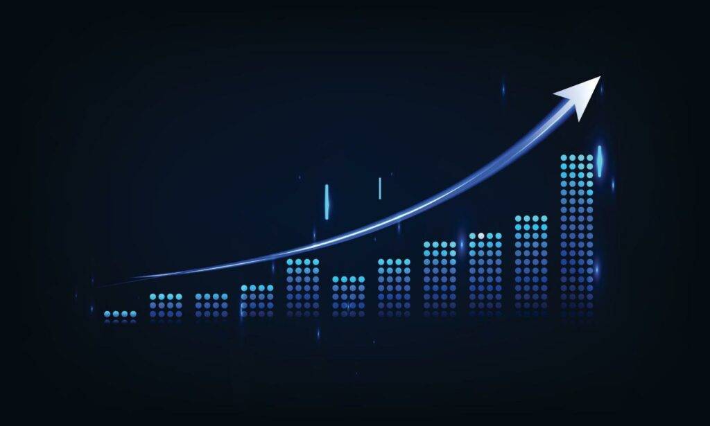 business growth graph chart and success financial arrow up development graph profit and investment vector