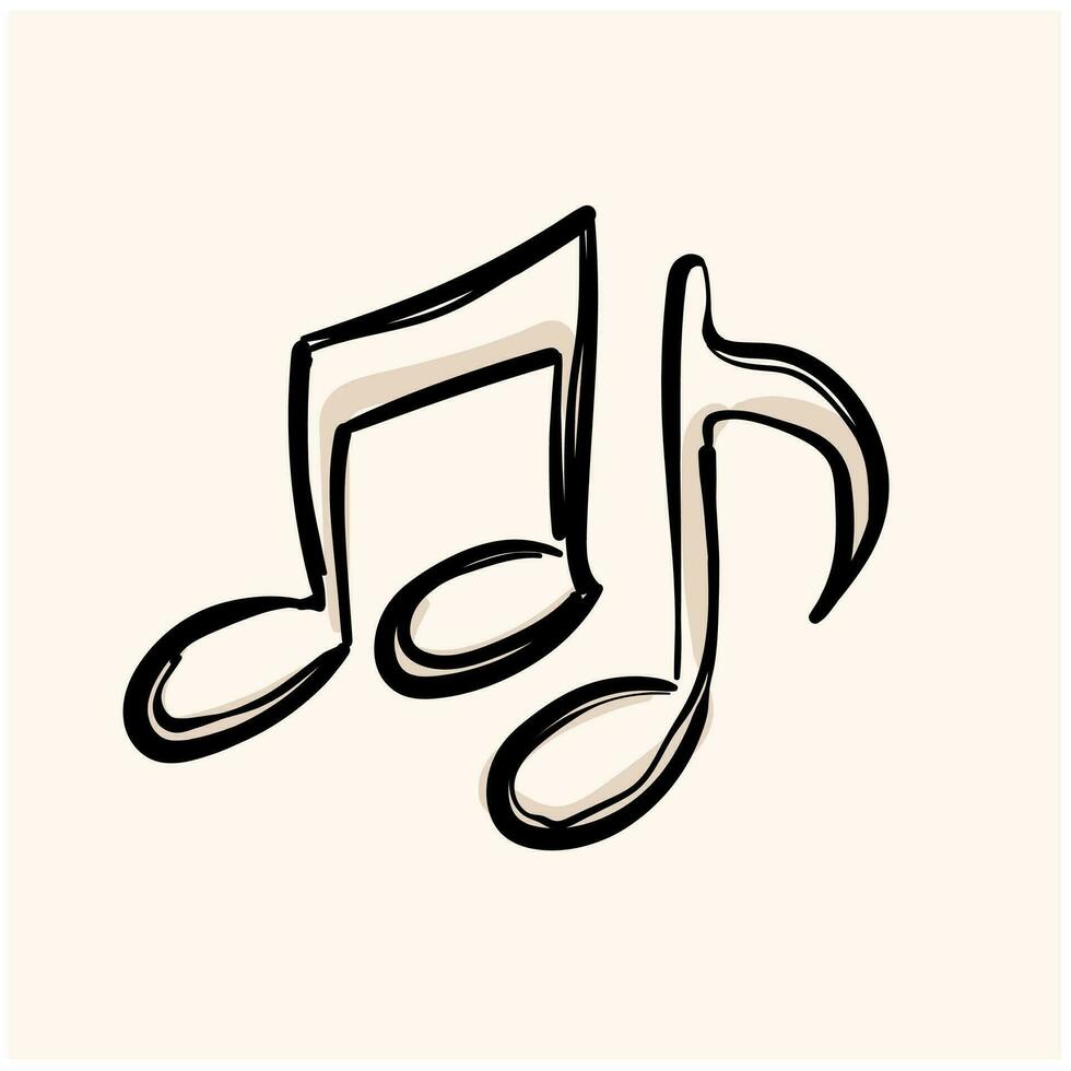 music notes icon in doodle sketch lines musical sheets sign crotchets quaver free vector